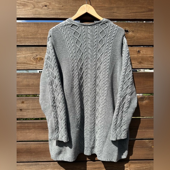 J. Jill Women’s Gray Cable Knit Open-Front Wool Blend Cardigan - Picture 2 of 7